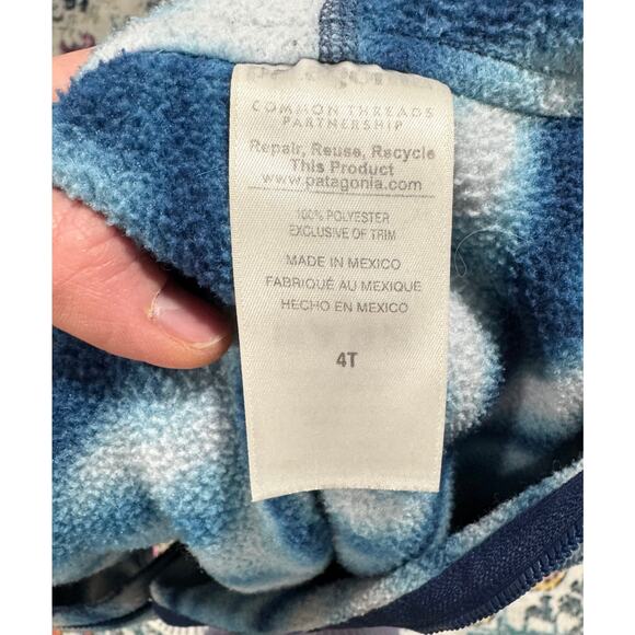 PATAGONIA Tie Dye Shibori Fleece Full Zip Jacket Synchilla® Size 4T - Picture 3 of 4
